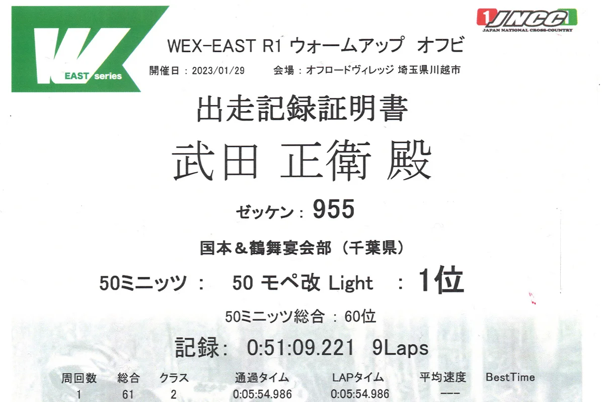 出走記録証明書