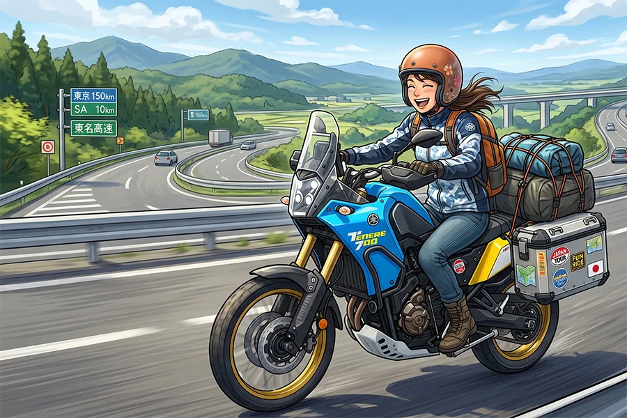 高速道路を使ってバイクを自走